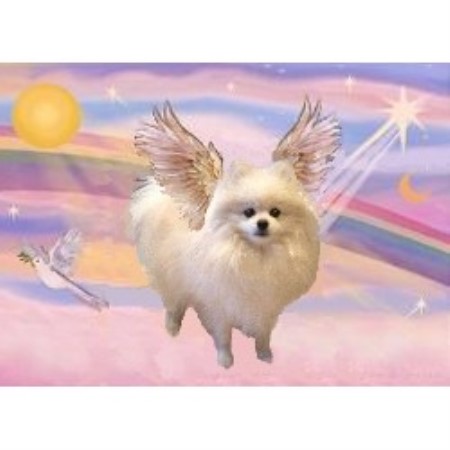 pomeranian statue with wings