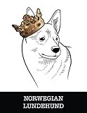 Norwegian Lundehund: Norwegian Lundehund King/Queen Wearing Crown 8.5 x 11 Notebook Journal, 200 lined pages