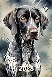 2026: Small Monthly Calendar Planner - Watercolor German Shorthaired Pointer Dog