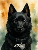 2026: Large Monthly Calendar Planner – Watercolor Schipperke Dog