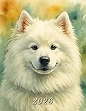 2026: Large Monthly Calendar Planner – Watercolor Samoyed Dog