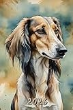 2026: Small Monthly Calendar Planner - Watercolor Saluki Dog