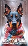 Pocket Calendar 2026-2027: Inspirational Monthly Planner from January 2026 to December 2027 with Winter Doberman Pinscher with scarf Design for Purse