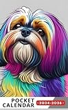 Pocket Calendar 2024 - 2026 With Moon Phase: Three-Year Monthly Planner for Purse , 36 Months from January 2024 to December 2026 | Cão Lhasa Apso | Boné | Estampa de camiseta