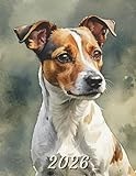 2026: Large Monthly Calendar Planner – Watercolor Jack Russell Terrier Dog