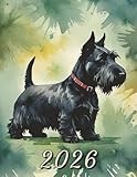 2026: Large Monthly Calendar Planner – Watercolor Scottish Terrier Dog