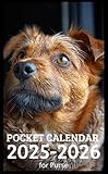 Pocket Calendar 2025 - 2026 for Purse: 2 Year Pocket Planner January 2025 - December 2026 | Border Terrier Dog Cover Design
