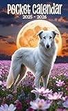 2025-2026 Pocket Calendar: Borzoi Cover, 2-Years Small Size 4*6.5 inches For Purse