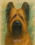 2026: Large Monthly Calendar Planner – Watercolor Briard Dog