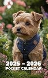 Pocket Calendar 2025 - 2026 for Purse: 2 Year Pocket Planner January 2025 - December 2026 | Cute Norfolk Terrier Cover Design