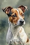 2026: Small Monthly Calendar Planner - Watercolor Jack Russell Terrier Dog