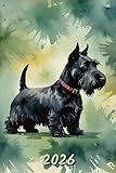 2026: Small Monthly Calendar Planner - Watercolor Scottish Terrier Dog