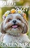 Pocket Calendar 2026-2027: Inspirational Monthly Planner from January 2026 to December 2027 with Shih Tzu Flower Crown Design for Purse