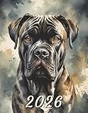 2026: Large Monthly Calendar Planner – Watercolor Cane Corso Dog
