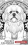 Pocket Calendar 2024 - 2026: Three-Year Monthly Planner for Purse , 36 Months from January 2024 to December 2026 | Kids coloring book art | Lhasa Apso dog outline