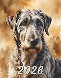 2026: Large Monthly Calendar Planner – Watercolor Irish Wolfhound Dog
