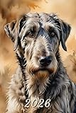 2026: Small Monthly Calendar Planner - Watercolor Irish Wolfhound Dog