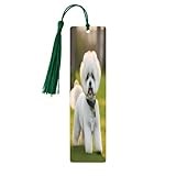Bichon Frise Dog on The Grass Print Wooden Bookmark Colorful Tassel Bookmarks Ornaments for Crafts, Christmas,Wedding