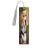 Beagle Dog Print Wooden Bookmark Colorful Tassel Bookmarks Ornaments for Crafts, Christmas,Wedding