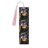 Rottweiler Pattern Print Wood Bookmark Colorful Tassels Ornament for Christmas Wedding Birthday Party Decor