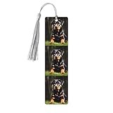Rottweiler Wallpaper Print Wood Bookmark Colorful Tassels Ornament for Christmas Wedding Birthday Party Decor
