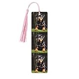 Rottweiler Wallpaper Print Wood Bookmark Colorful Tassels Ornament for Christmas Wedding Birthday Party Decor