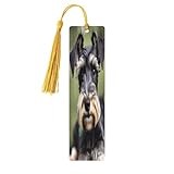 Adorable Schnauzer Print Wooden Bookmark Colorful Tassel Bookmarks Ornaments for Crafts, Christmas,Wedding