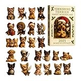 Count Down Calendar, Cute Fun 2D Flat Acrylic Party Favor, 24 Days Yorkshire Terrier Doll Ornaments, Cute for Mirrors Walls Trees Friends Family Enthusiasts Holiday Season Home Party