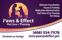Paws & Effect - Pet Care and Training Oregon Wisconsin Logo 