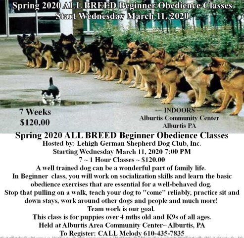 Lehigh German Shepherd Dog Club Training Classes