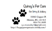 Quincy's Pet Care Mission British Columbia Logo 