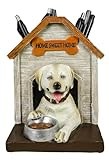 Ebros Gift Adorable Labrador Golden Retriever Dog Sitting in Doghouse Kennel with Treat Bowl Stationery Pen Pencil Holder Caddy Organizer Figurine Pet Pal Labradors Collectible for Desk Study Office