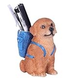 SHENGTIAN Golden Retriever Decor, Figurine & Statue, Dog Pen Holder, Puppy Pencil Holder, Pen Holder for Desk, Desk Accessories, Gifts for Golden Retriever Lovers, Cute Novelty Animal Pen Organizer