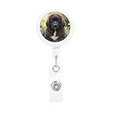 Retractable Badge Holder Heavy Duty Keychain Badge Reels Cute Pet Newfoundland Dog ID Badge Holder Plastic Cute Badge Reel Card Holder with Belt Clip Key Ring for Key Name Card Holder