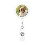 Badge Reels Retractable Badge Holder with Key Ring Nurse Badge Reels Lightweight Heavy Duty ID Badge Clip Chihuahua Dog Sunflowers ID Card Key Holder for Office Worker Teacher Gifts