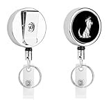 Happy Scottish Terrier Dog Retractable Badge Reel with Belt Clip Key Ring Clips Holder for Hanging ID Card Name