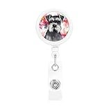 Badge Reels Retractable Badge Holder with Key Ring Nurse Badge Reels Lightweight Heavy Duty ID Badge Clip Schnauzer ID Card Key Holder for Office Worker Teacher Gifts