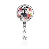 Retractable Badge Holders for Work Schnauzer Metal Badge Clip Badge Reel with Key Ring for Nurse Id Card Holders Badge Holder Reel for Office Doctor
