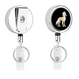 Saluki Dog Badge Clip Reels Retractable Heavy Duty Metal ID Name Badge Holder with Belt Clip Key Ring