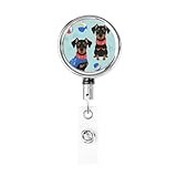 Cute Nursing Badge Holders, Miniature Pinscher Pool, Retractable Holder with Claw Clasp Key Ring, Fun Design for Women, Healthcare