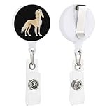 Saluki Dog Badge Holder Retractable Clip with Belt Clip Key Ring for Name Card Keychain