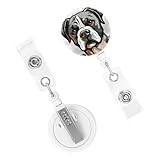 Heavy Duty Badge Reels American Bulldog Head Retractable Badge Holder Plastic Carabiner Badge Holder with Belt Clip Key Ring Nurse ID Badge Holder Keychain Badge Reel for Office