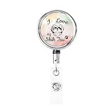 YVNUM Love My Dog,Shih Tzu Heavy Duty Retractable Id Badge Holder with Clip, Lanyard, and Key Ring