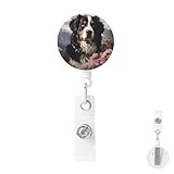 Retractable Badge Reels with Swivel Clip Bernese Mountain Dog ID Card Badge Holder for Nurse Badge Clip with Key Ring ID Badge Holder for Office Cute Id Badge Clip for Doctor Worker