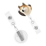 Heavy Duty Badge Reels Akita Retractable Badge Holder Plastic Carabiner Badge Holder with Belt Clip Key Ring Nurse ID Badge Holder Keychain Badge Reel for Office