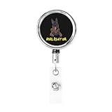 Haebfsl Badge Reel with Key Ring for Name Card Holder Keychain Maligator - Malinois Belgian Shepherd Heavy Duty Retractable Id Badge Holder