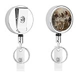 Three English Foxhounds Retractable Badge Holder Metal ID Name Holder Key Ring with Belt Clip
