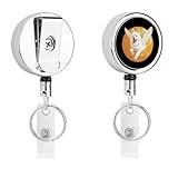 American Eskimo Dog Running Angel Wings Retractable Badge Holder Reel Metal ID Badge Holder with Belt Clip Key Ring