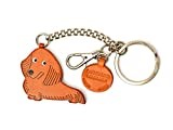 Dachshund Longhair Leather Dog Bag/Key Ring Charm VANCA Craft-Collectible Keychain Made in Japan