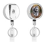Pomsky Dog Mini Husky Mixed Retractable Badge Reel with Belt Clip Key Ring Clips Holder for Hanging ID Card Name